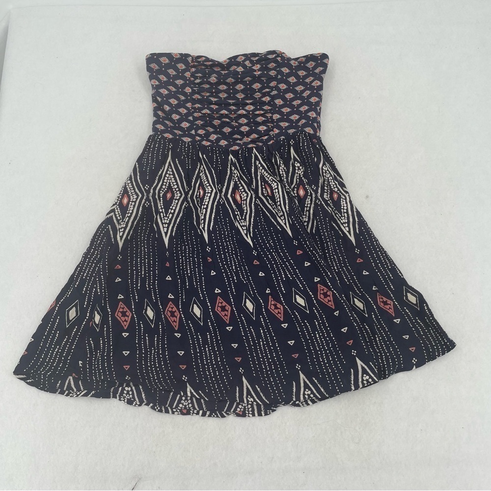 ROXY Womens Strapless Navy Summer Dress Aztec print size: Small